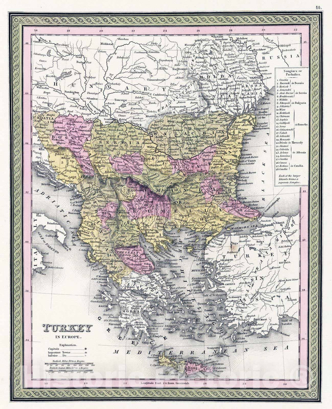 Historic Map : 1849 Turkey in Europe - Vintage Wall Art