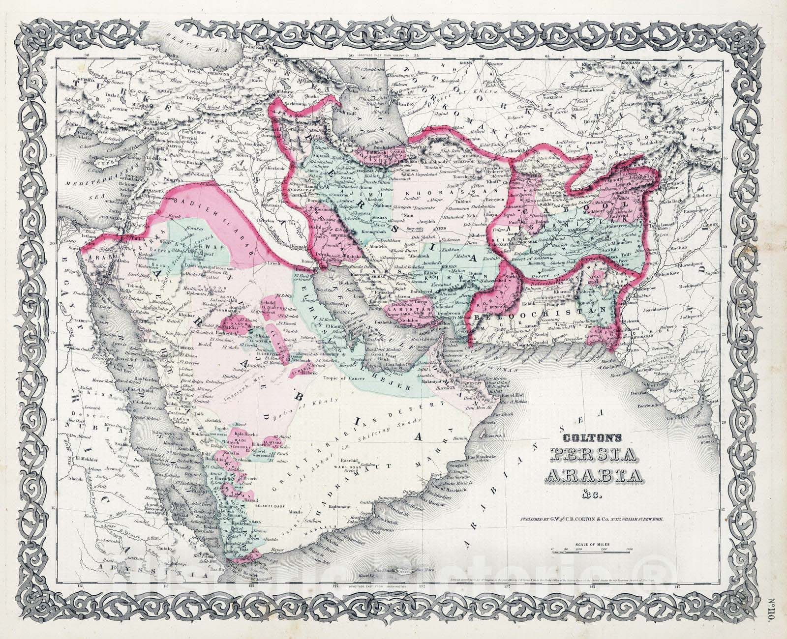 Historic Map : 1866 Persia Arabia. - Vintage Wall Art