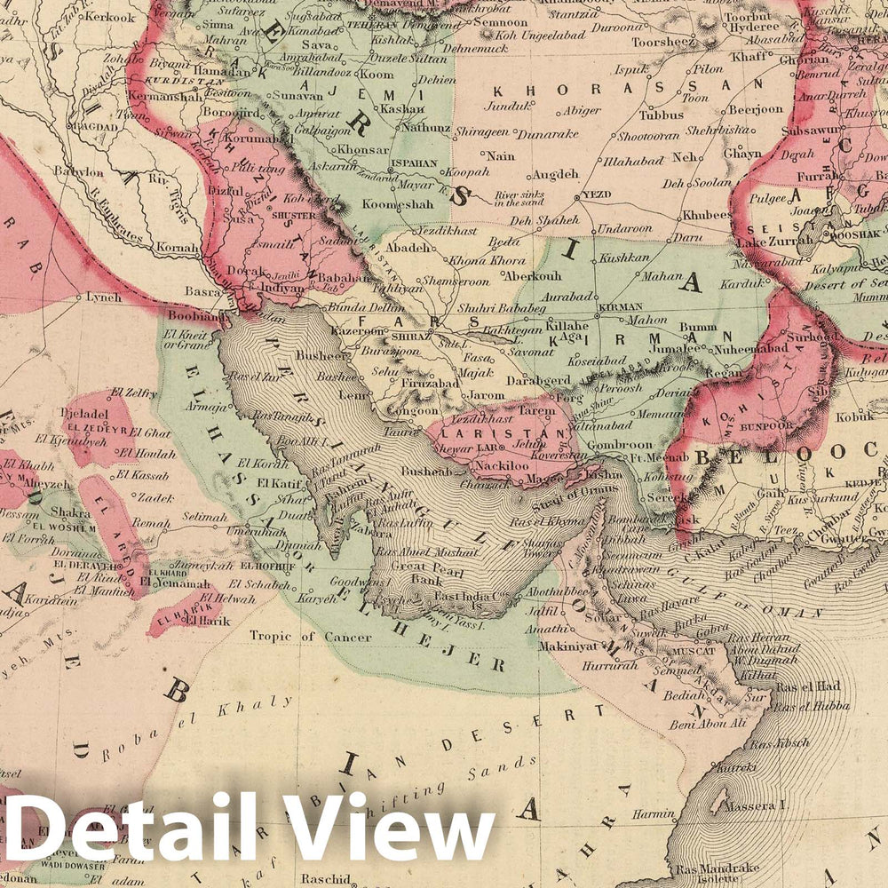 Historic Map : 1866 Persia Arabia. - Vintage Wall Art