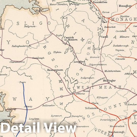 Historic Map : Statistical Atlas - 1881 Ireland to Illustrate the Railway System of the Country. - Vintage Wall Art