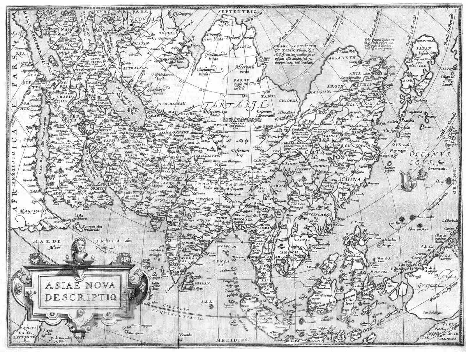 Historic Map : 1570 (3) Asiae Nova Descriptio. - Vintage Wall Art