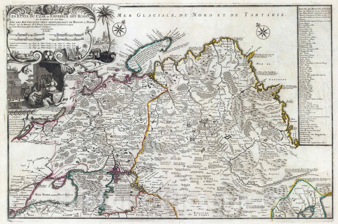 Historic Wall Map : Russia, , Asia 1722 Les e?tats du Czar , Vintage Wall Art