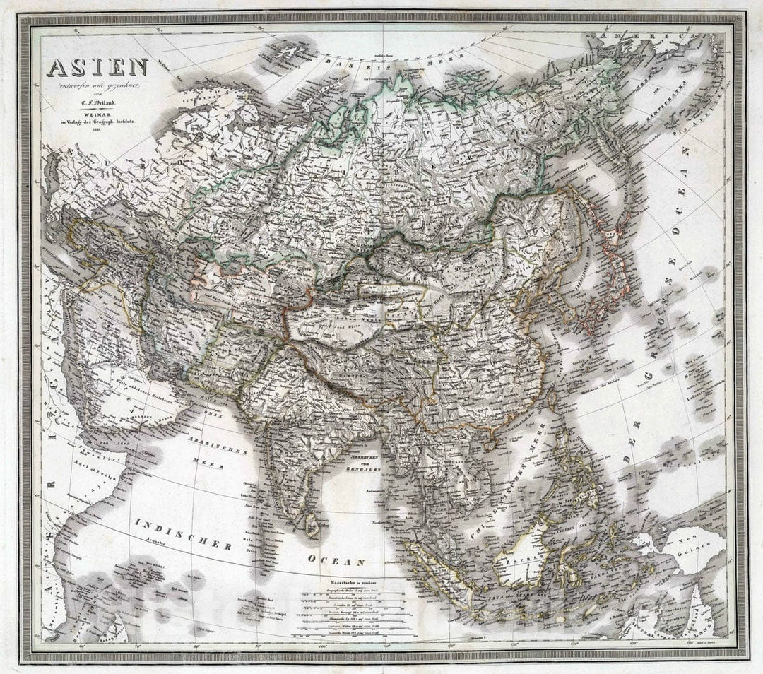 Historic Map : 1841 Asien. Asia. - Vintage Wall Art