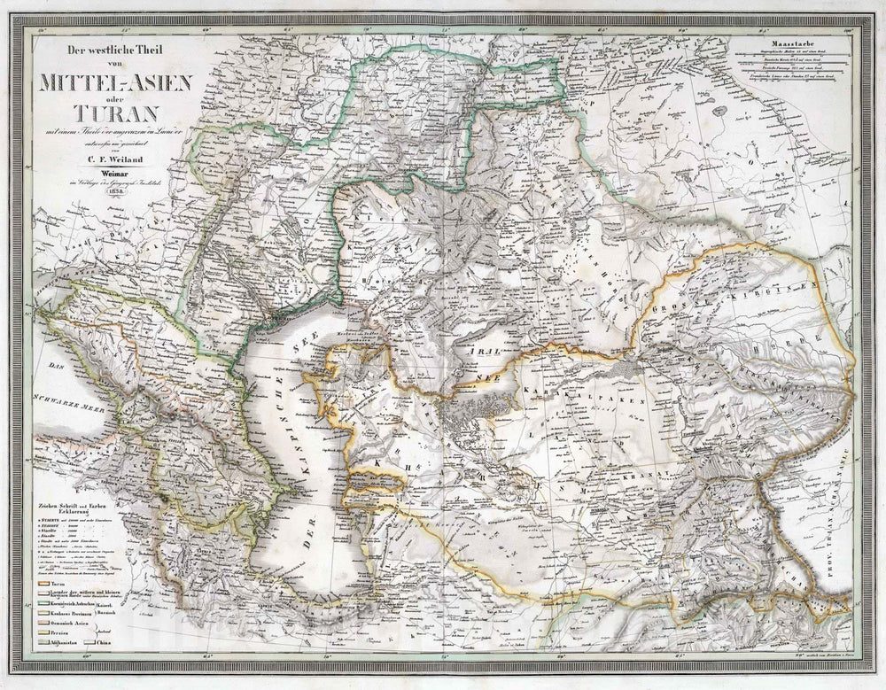 Historic Map - World Atlas - 1838 Western Part of Central Asia. - Vintage Wall Art