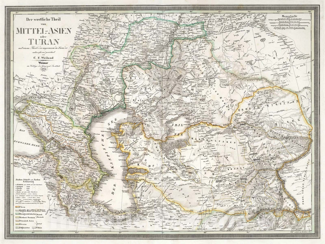 Historic Map - World Atlas - 1838 Western Part of Central Asia. - Vintage Wall Art