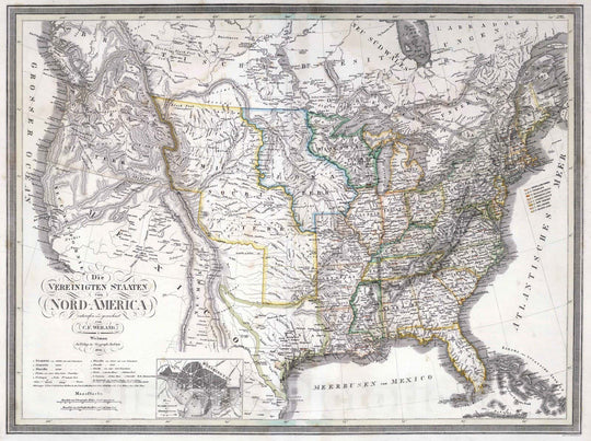 Historic Map : United States, 1841 Die Vereinigten Staaten von Nord America. United States. , Vintage Wall Art