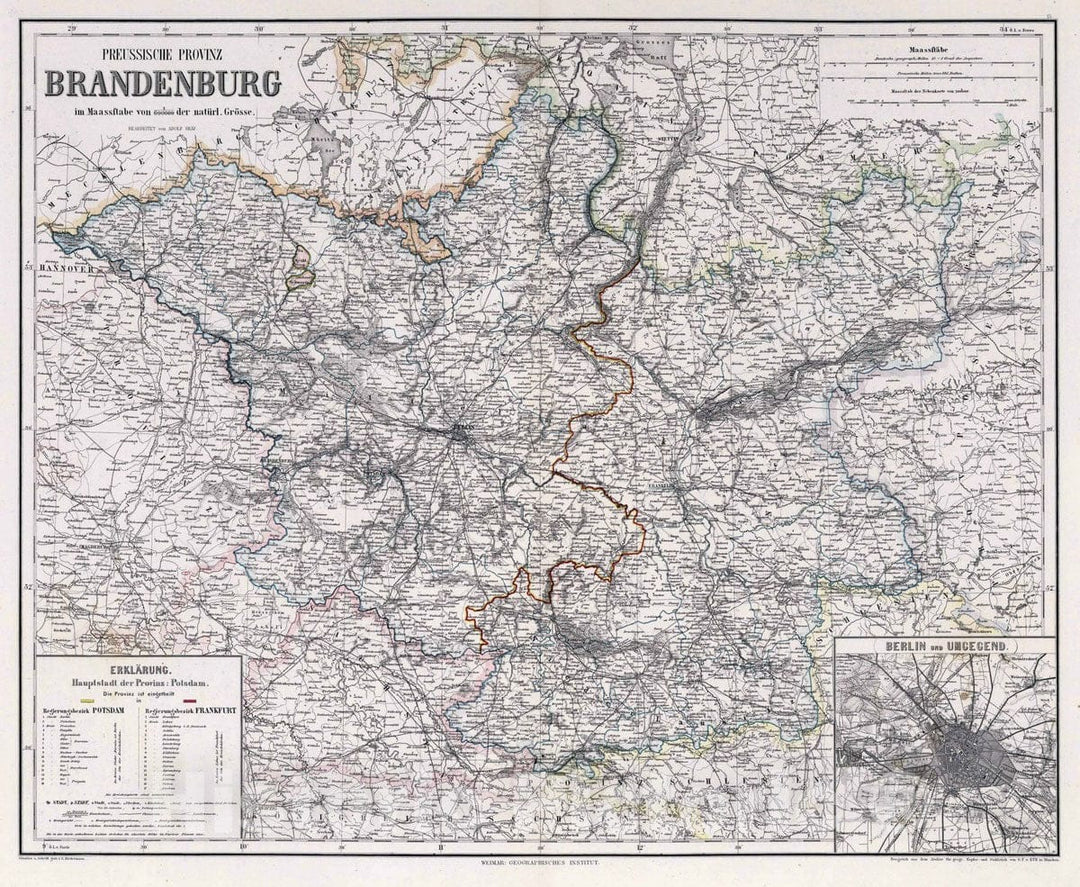 Historic Map : 1879 Brandenburg, Germany. - Vintage Wall Art