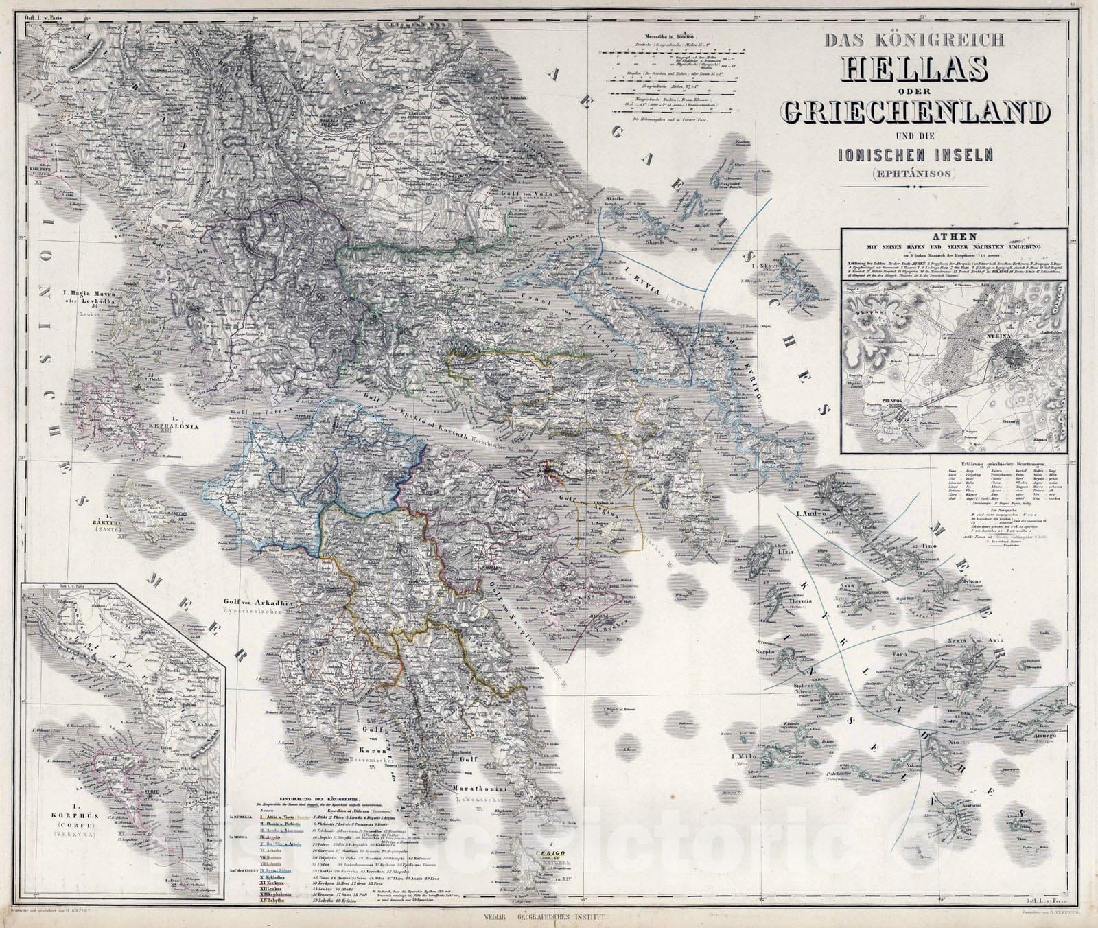 Historic Map : 1879 Kingdom of Hellas or Greece and the Ionic Islands. - Vintage Wall Art