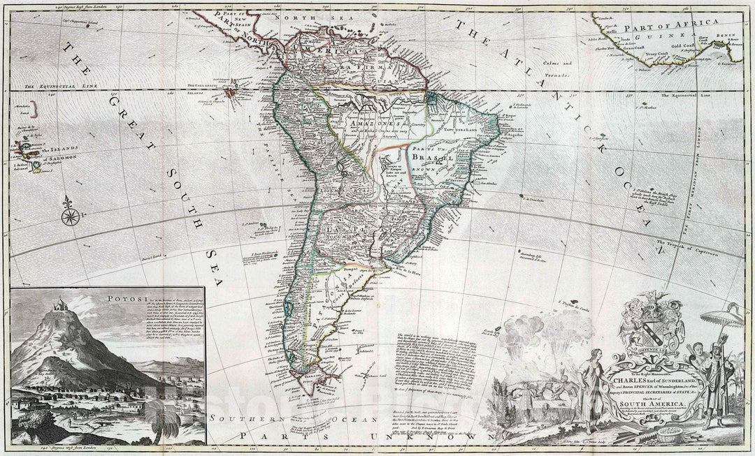 Historic Map : 1732 South America. - Vintage Wall Art