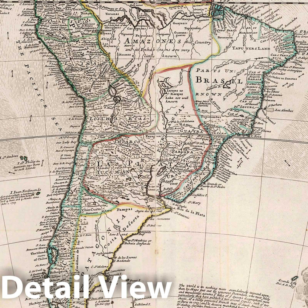 Historic Map : 1732 South America. - Vintage Wall Art