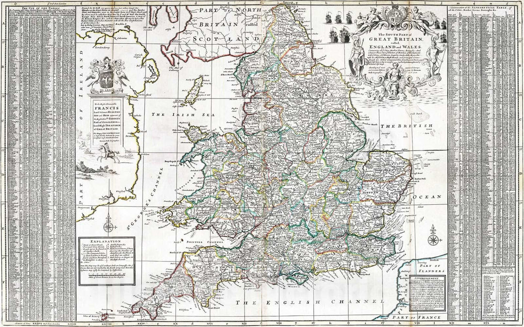 Historic Map : 1710 England and Wales. - Vintage Wall Art