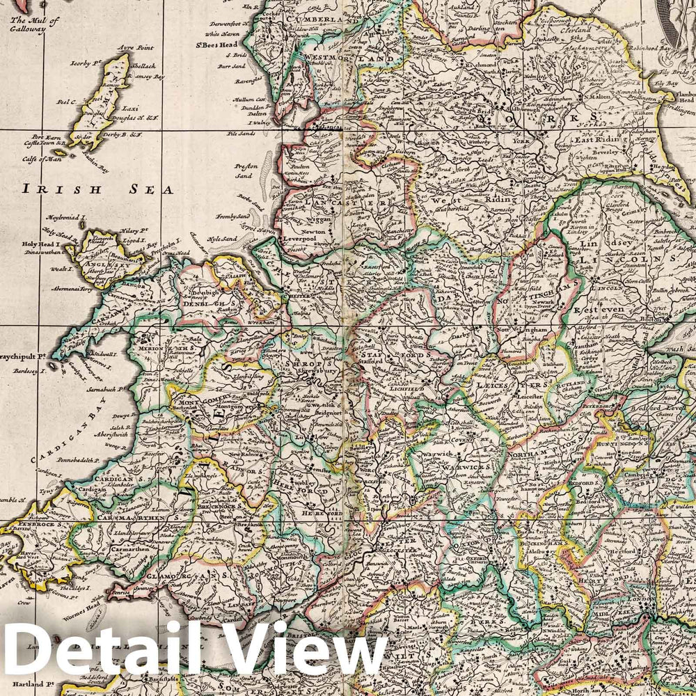 Historic Map : 1710 England and Wales. - Vintage Wall Art