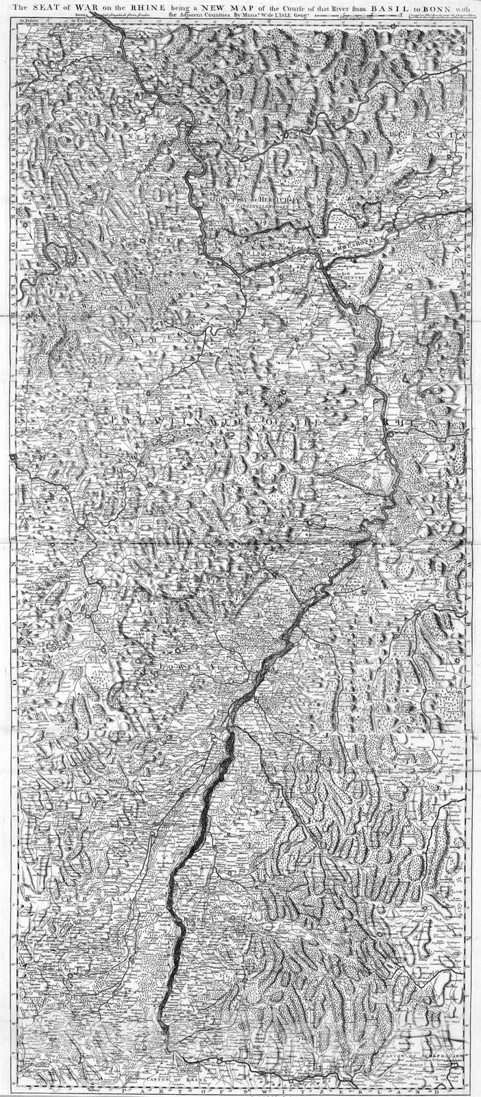 Historic Map : 1732 Rhine River Valley. - Vintage Wall Art