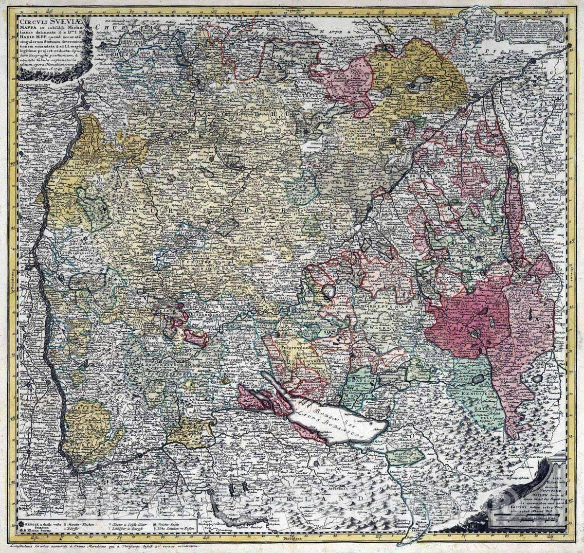 Historic Map : Germany, 1743 Circuli Sueviae. , Vintage Wall Art