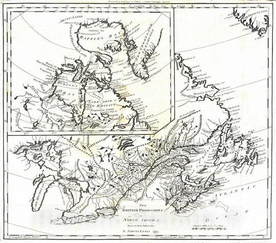 Historic Map : National Atlas - 1795 British Possessions in North America. - Vintage Wall Art