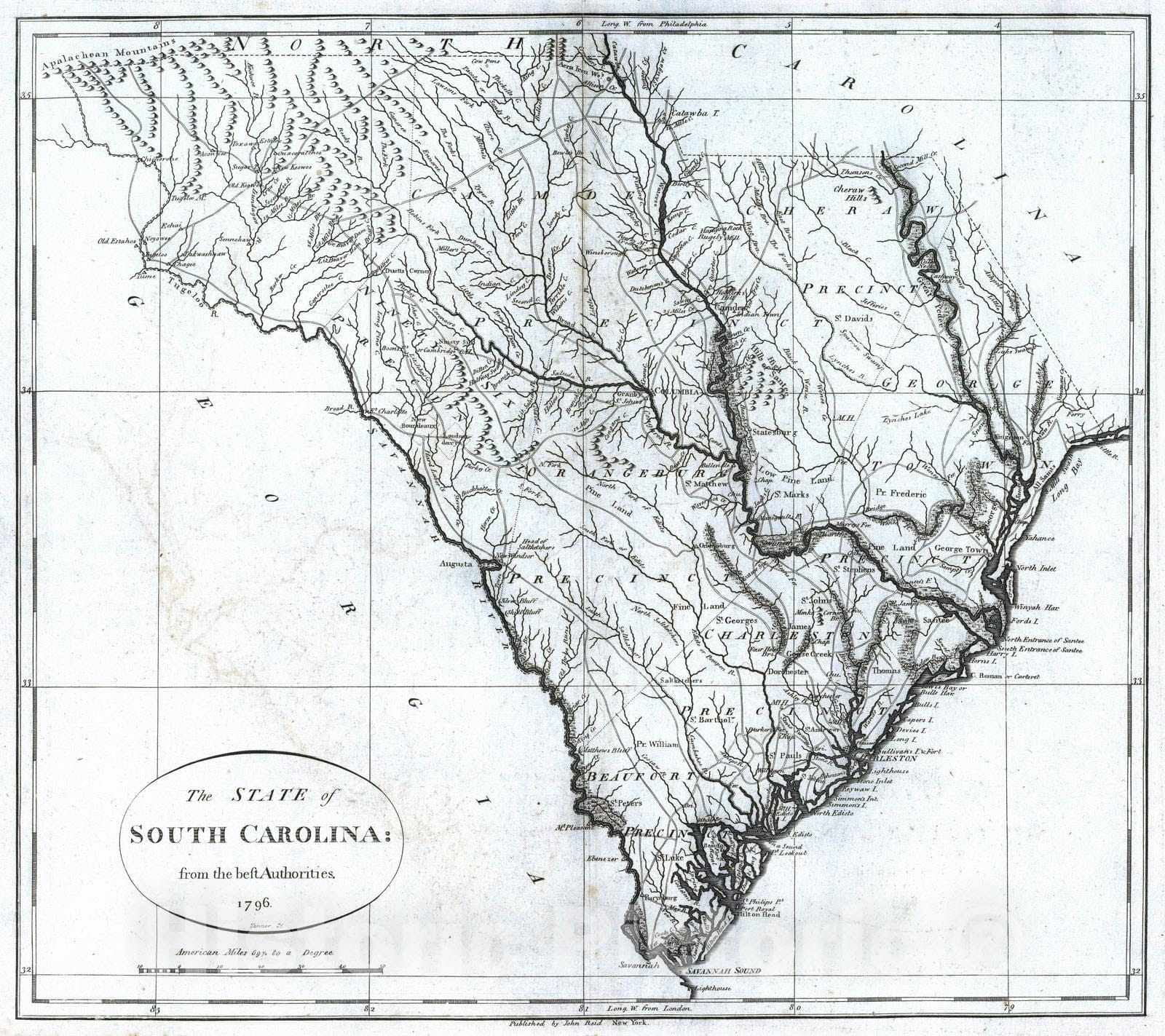 Historic Map : National Atlas - 1796 State of South Carolina. - Vintage Wall Art