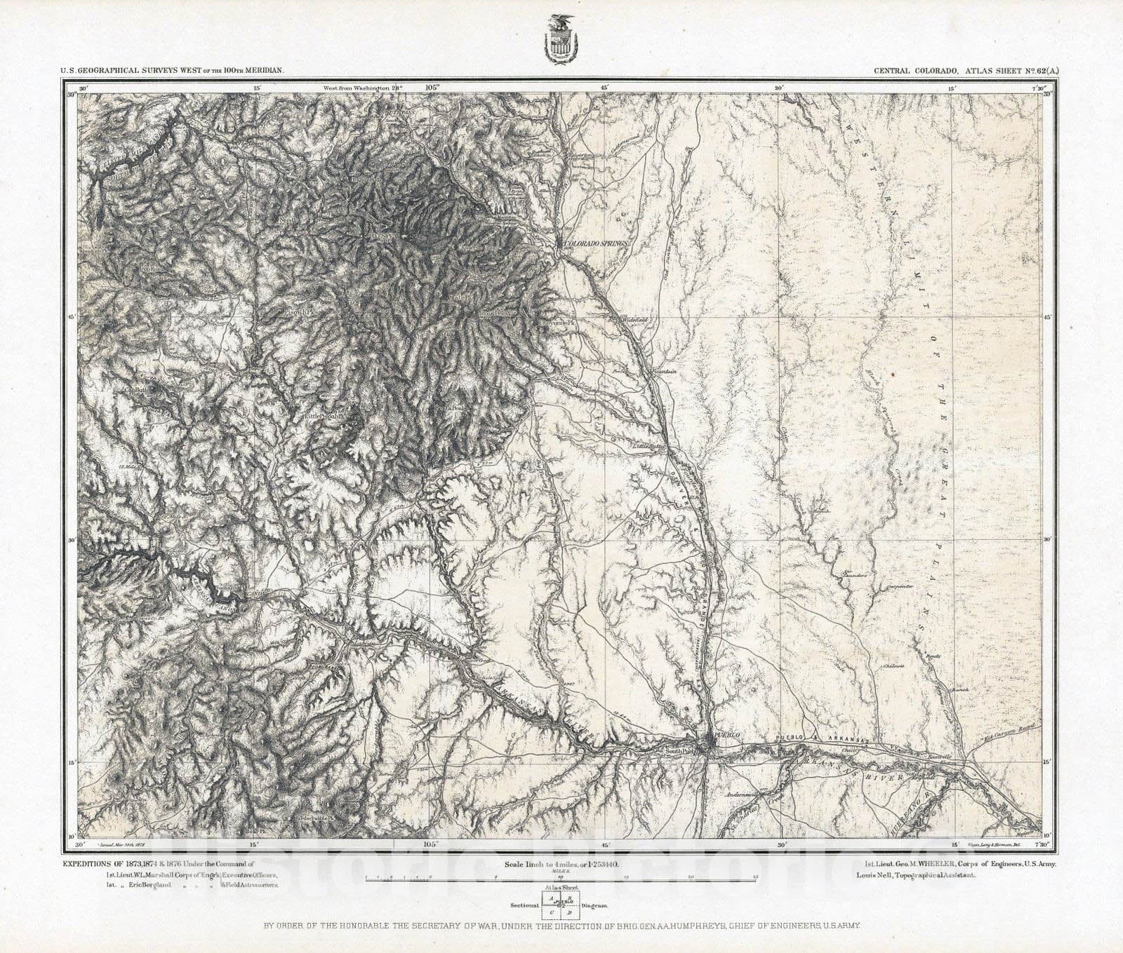 Historic Map : National Atlas - 1878 62A. Central Colorado. - Vintage Wall Art