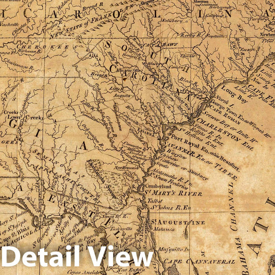 Historic Map : Geography Book - 1789 Map of the States of Virginia, North Carolina, South Carolina and Georgia. - Vintage Wall Art