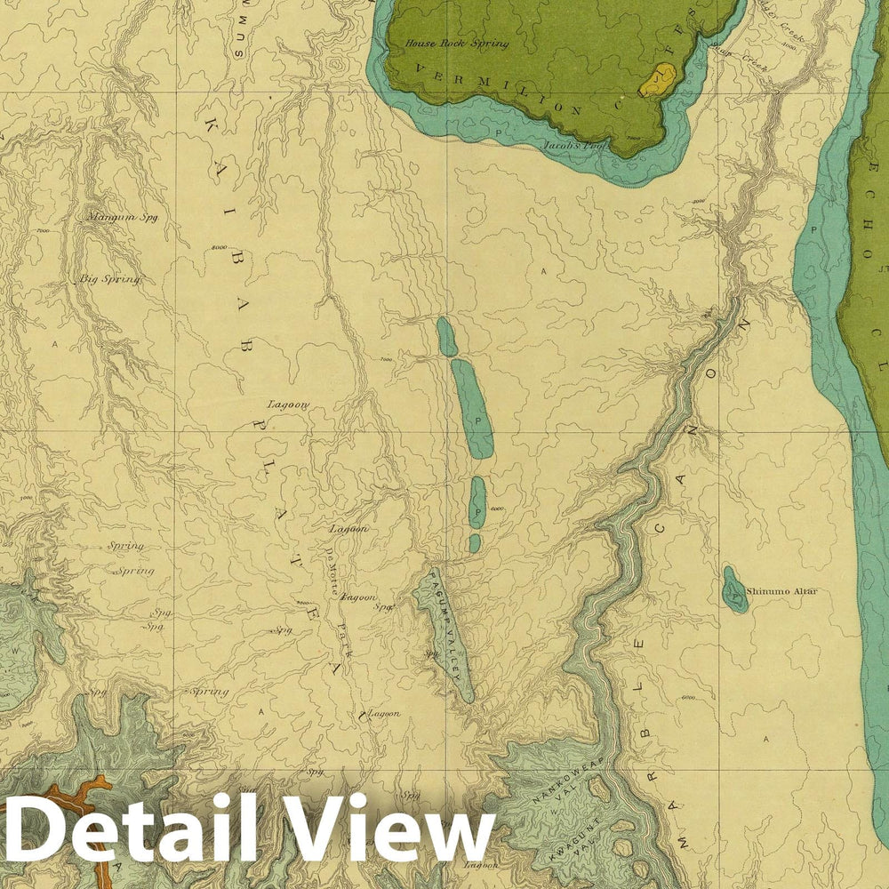 Historic Map : Geologic Atlas - 1882 Geologic Map Showing The Kanab, Paria And Marble Canon Platforms. - Vintage Wall Art