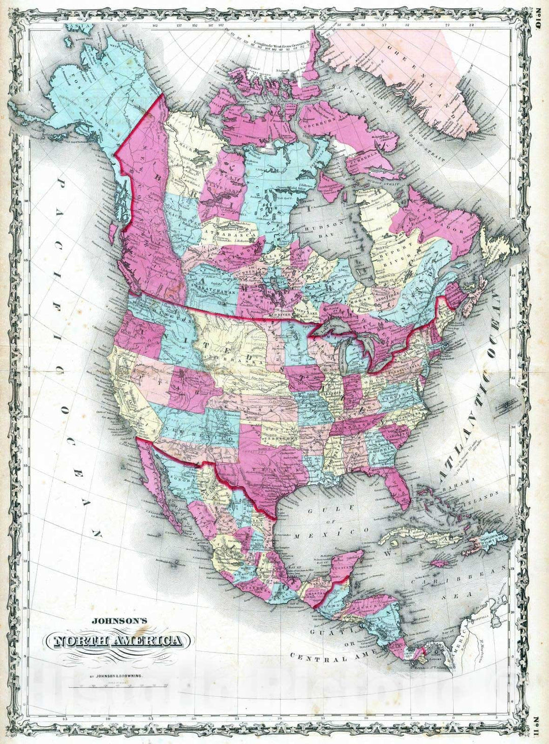 Historic Map : 1860 North America. - Vintage Wall Art