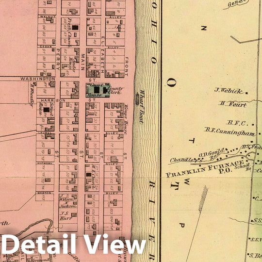 Historic Map : 1877 Upper Ohio River and Valley part XIX, 329 to 346 miles below Pittsburgh, (with) Hanging Rock, Ohio; Greenupsburg, Riverton, Ky.