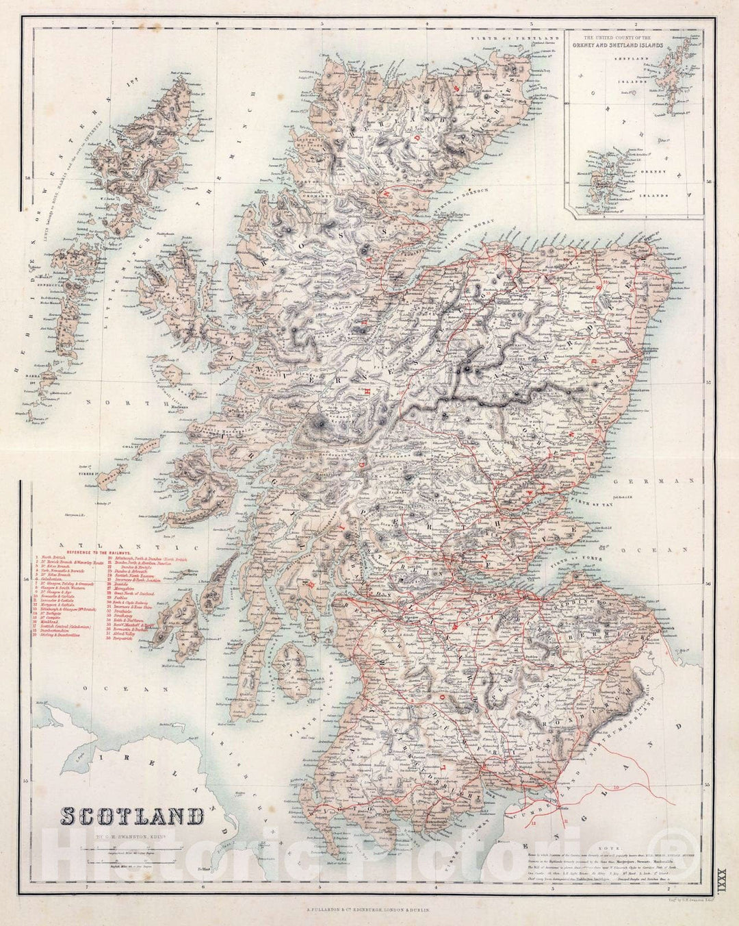 Historic Map : 1872 Scotland. - Vintage Wall Art