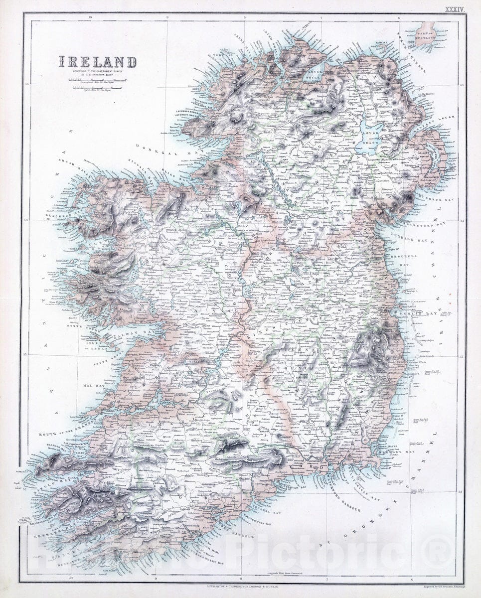 Historic Map : 1872 Ireland. - Vintage Wall Art