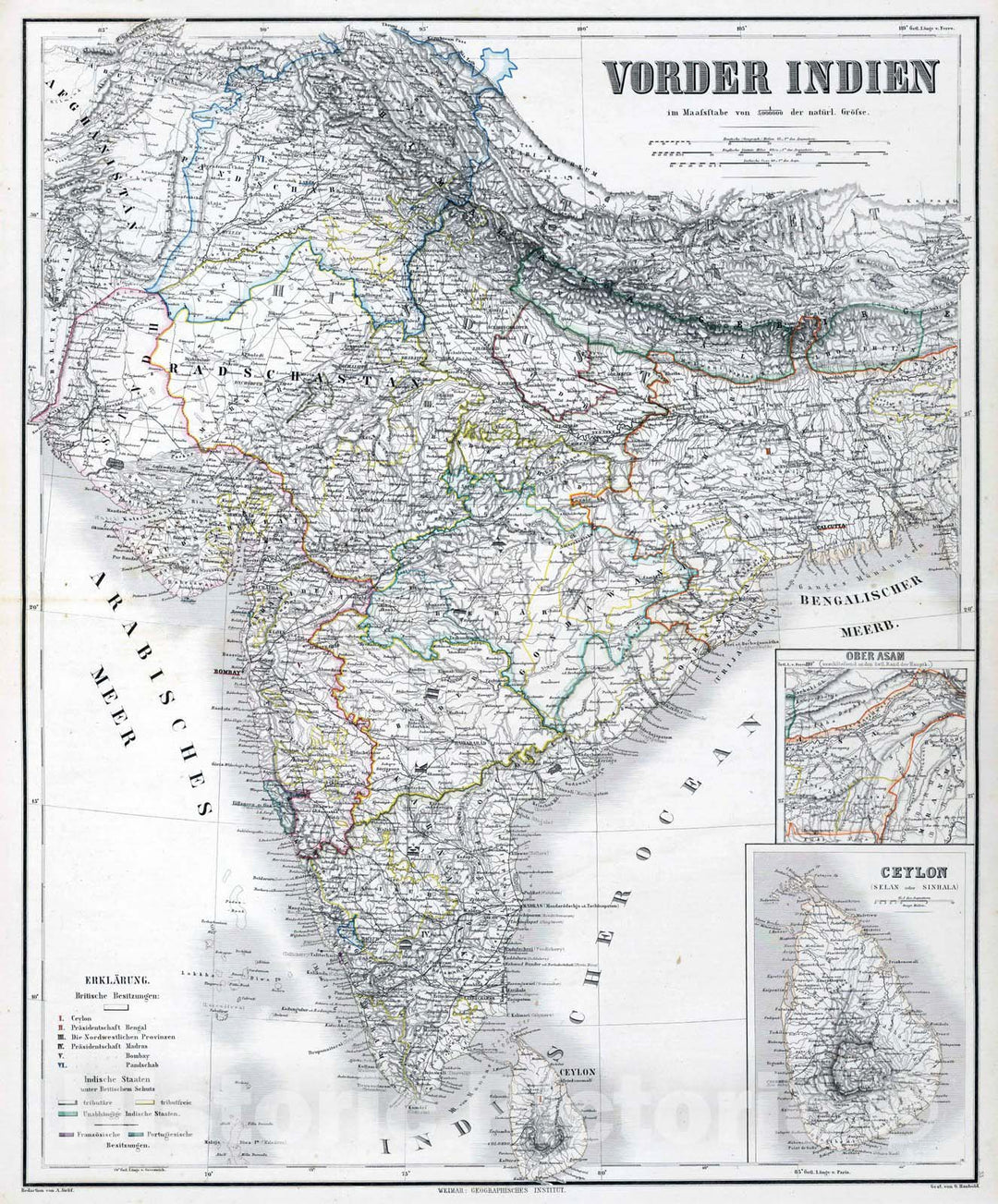 Historic Map : 1879 India. Sri Lanka. - Vintage Wall Art