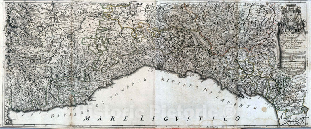 Historic Map : Italy, , Europe 1697 Republica di Genova , Vintage Wall Art