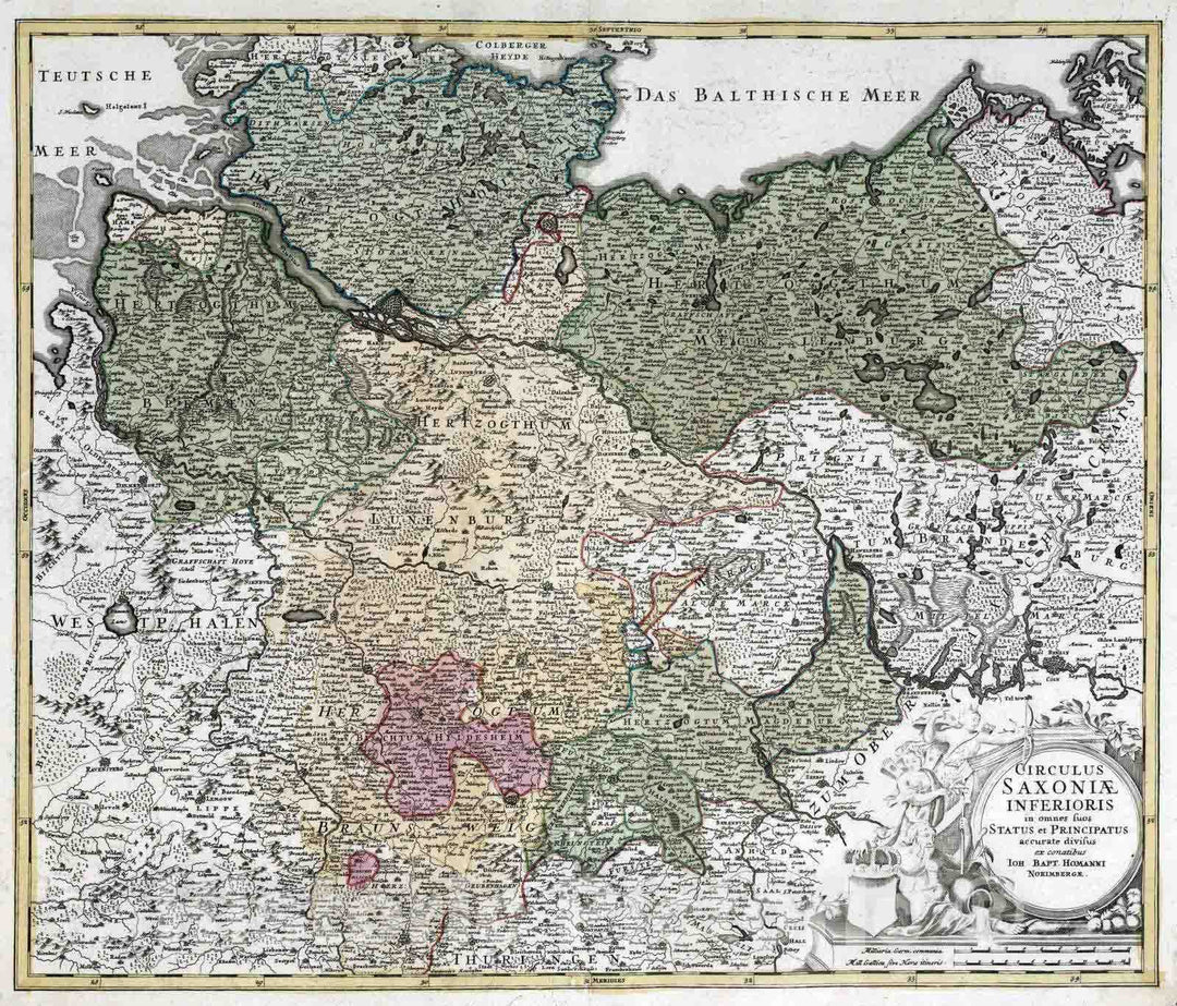 Historic Map : Saxony , Germany 1752 Circulus Saxoniae Inferioris. , Vintage Wall Art