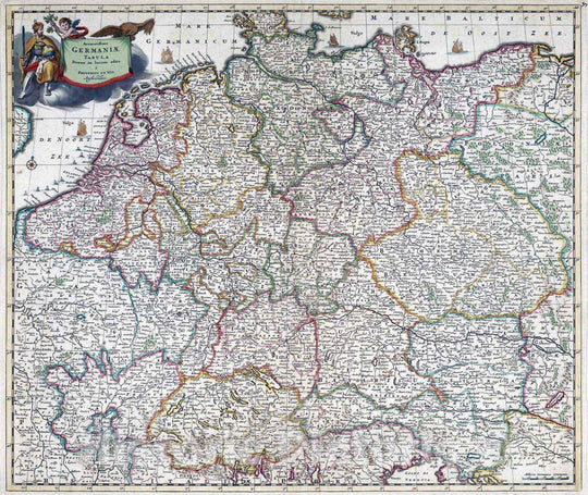 Historic Map : Netherlands, 1682 Accuratissima Germaniae Tabula. , Vintage Wall Art