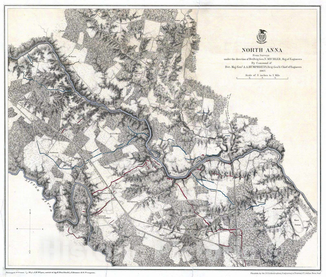 Historic Map : Military Atlas - 1869 North Anna. - Vintage Wall Art