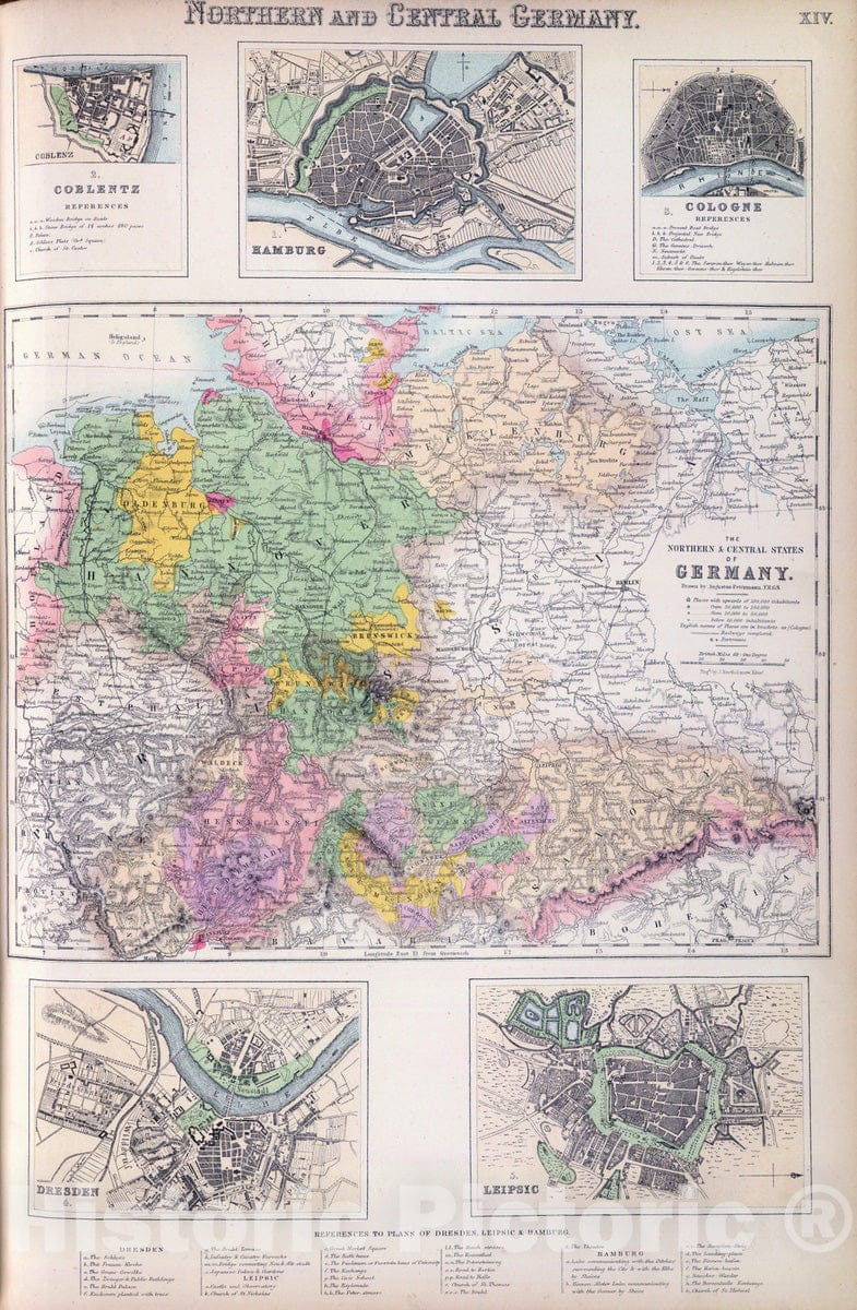 Historic Map : 1872 Northern and Central Germany. - Vintage Wall Art