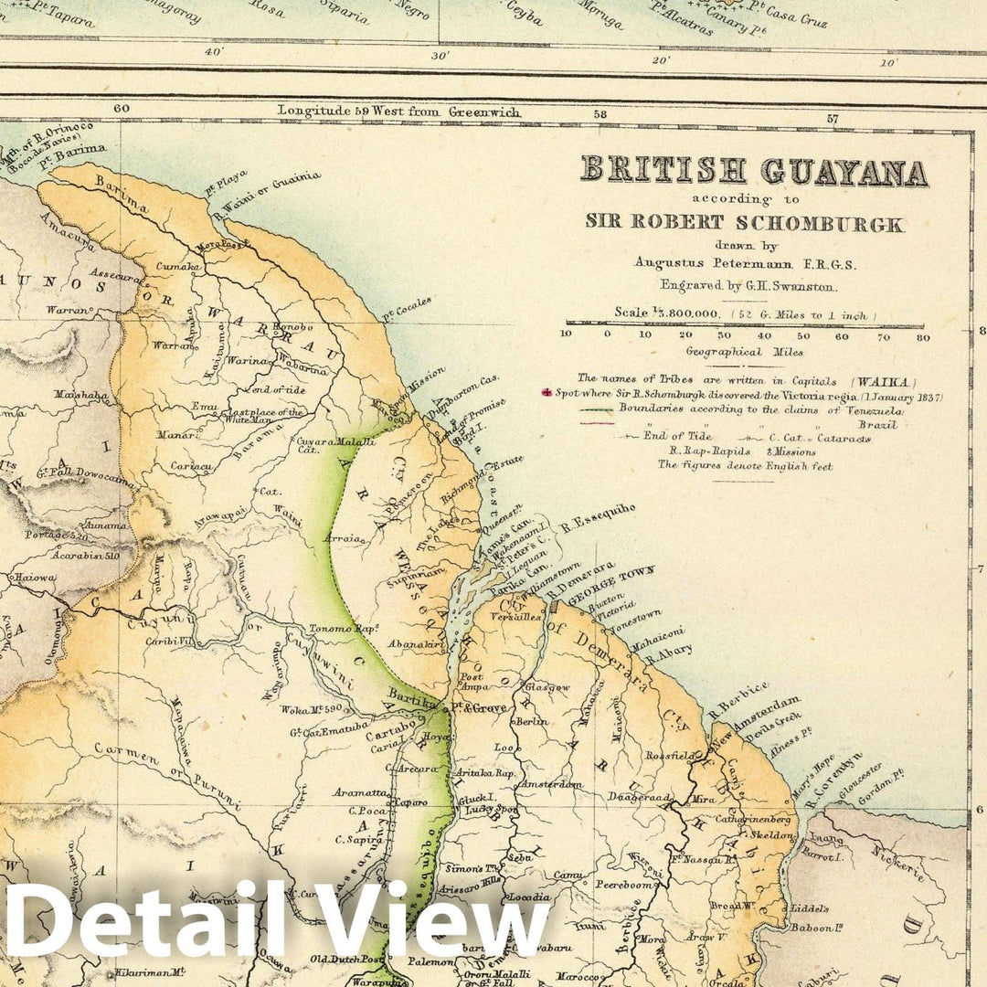 Historic Map : 1872 British Possessions on the North East Coast of South America. - Vintage Wall Art