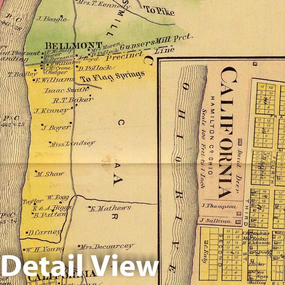 Historic Map : Regional - 1877 Upper Ohio River and Valley part XXV,  below Pittsburgh, (with) California, Johnsonville, East Columbia, Ohio; California, Ky