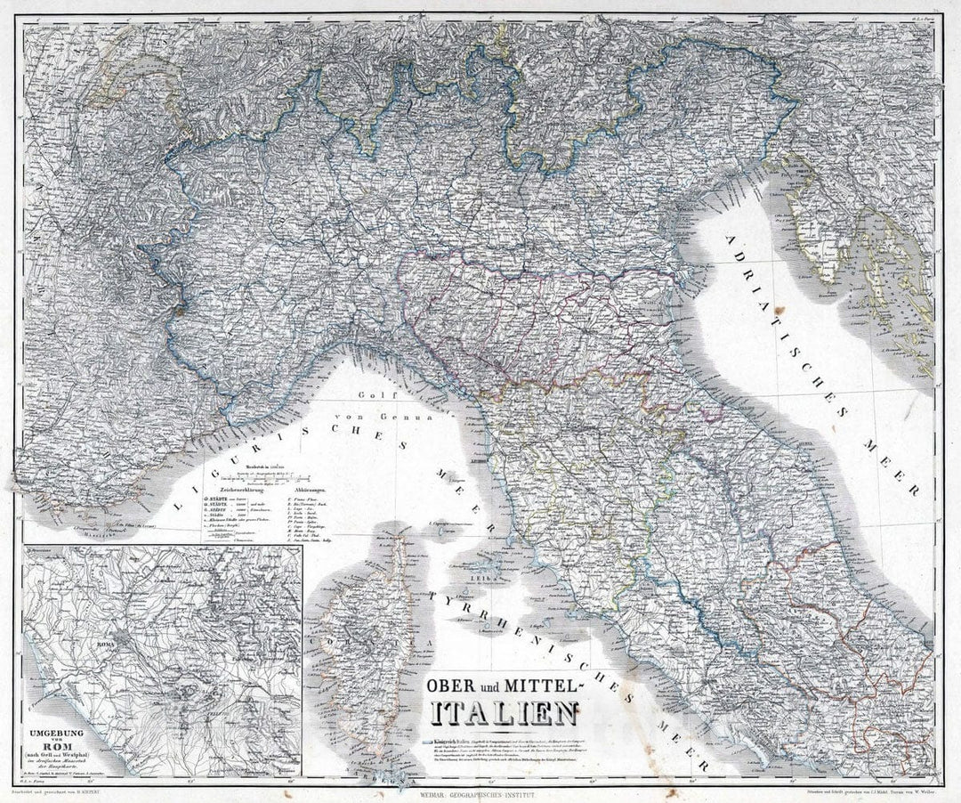 Historic Map : 1879 Upper and Middle Italy. - Vintage Wall Art