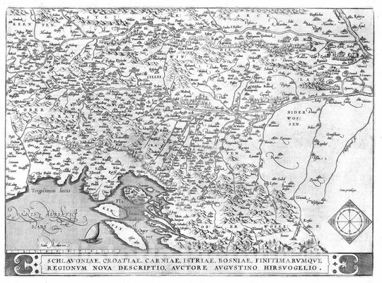 Historic Map : Croatia, 1570 (41) Schlavoniae, Croatiae, Carniae, Istriae, Bosniae Finitimarumque. , Vintage Wall Art