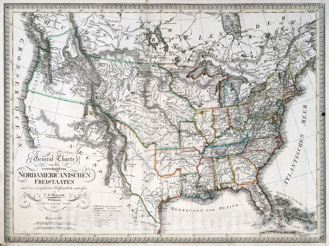 Historic Map : 1821 XVII. United States. - Vintage Wall Art