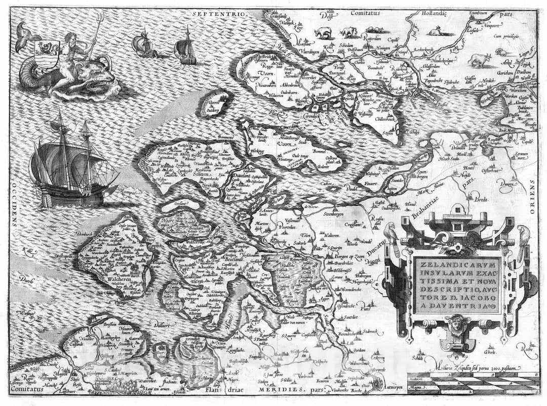 Historic Map : Netherlands, 1570 (18) Zelandicarum Insvlarum. , Vintage Wall Art