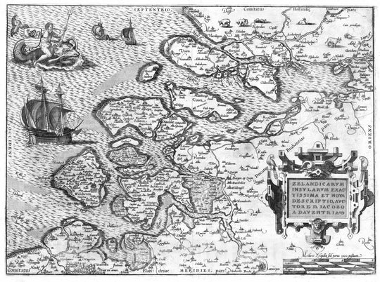 Historic Map : Netherlands, 1570 (18) Zelandicarum Insvlarum. , Vintage Wall Art