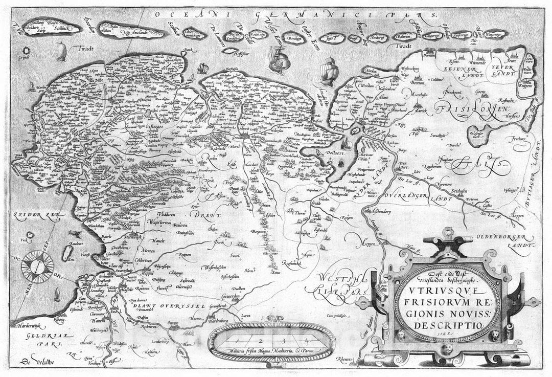 Historic Map : Netherlands, 1568 (20) Oost ende West Vrieslandts. , Vintage Wall Art