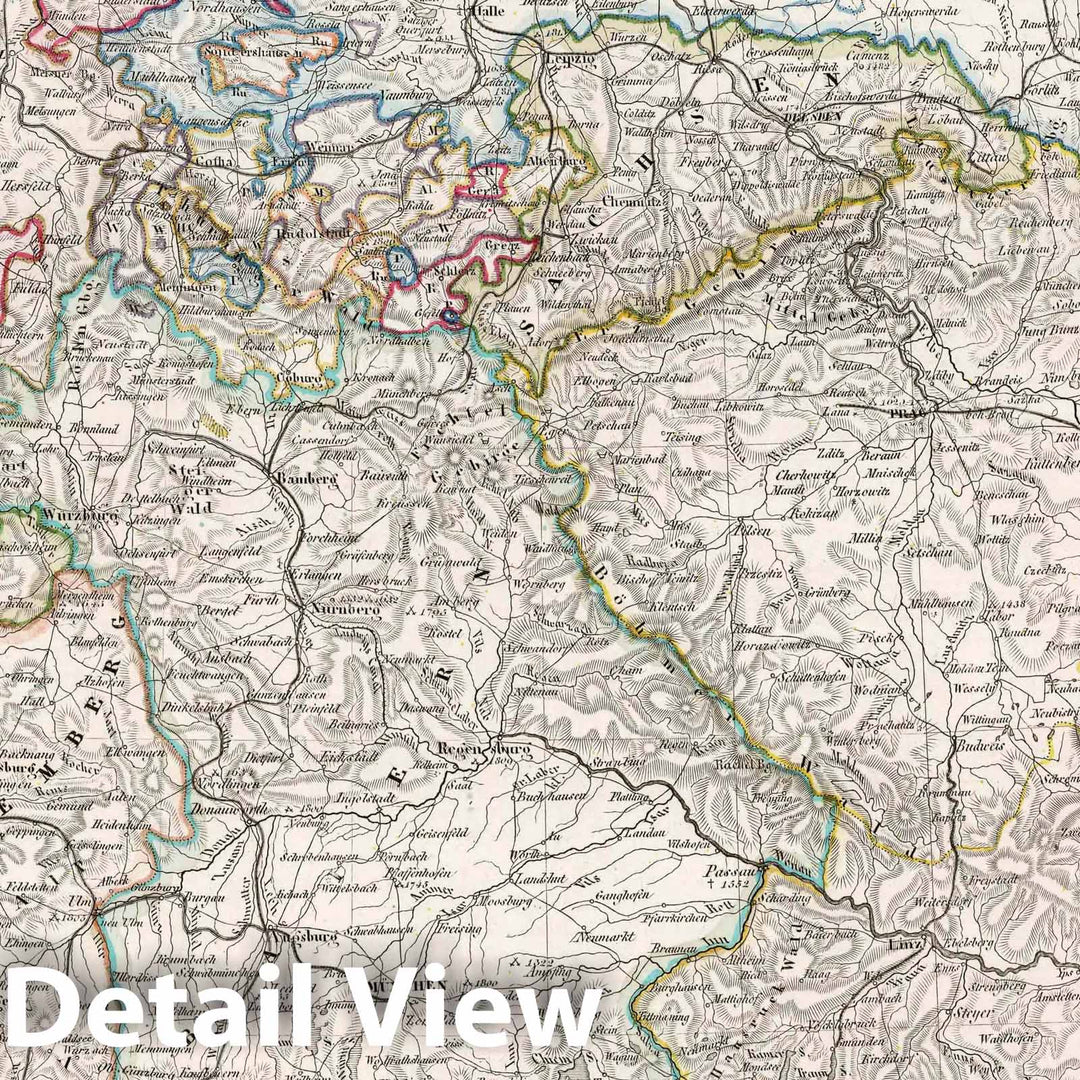 Historic Wall Map : Germany, 1854 Reisekarte von Deutschland , Vintage Wall Art