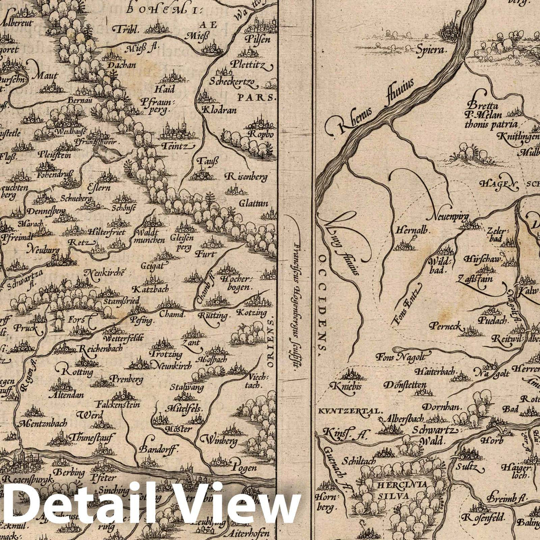 Historic Map : Germany, Bavaria, Germany 1570 (30) Palatinus Bavariae (with) Wirtenbergensis. , Vintage Wall Art