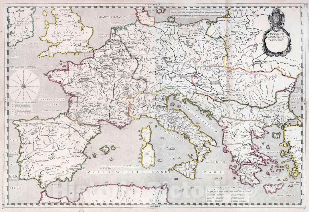 Historic Map : 1697 Composite Map: Empire of Charlemagne. - Vintage Wall Art