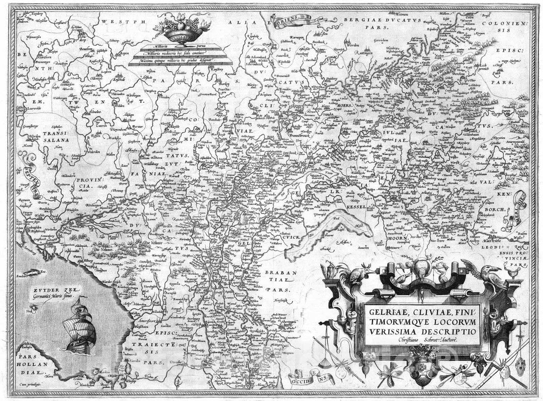 Historic Map : Germany, 1570 (15) Gelriae. , Vintage Wall Art