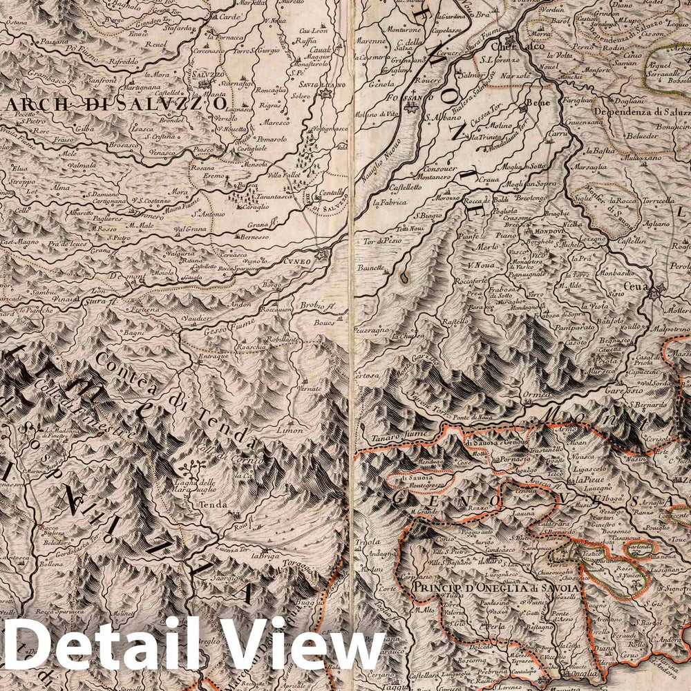 Historic Map : Italy, , Europe 1691 Il Piemonte sotto nome del quale vengono, Map 110-111 , Vintage Wall Art