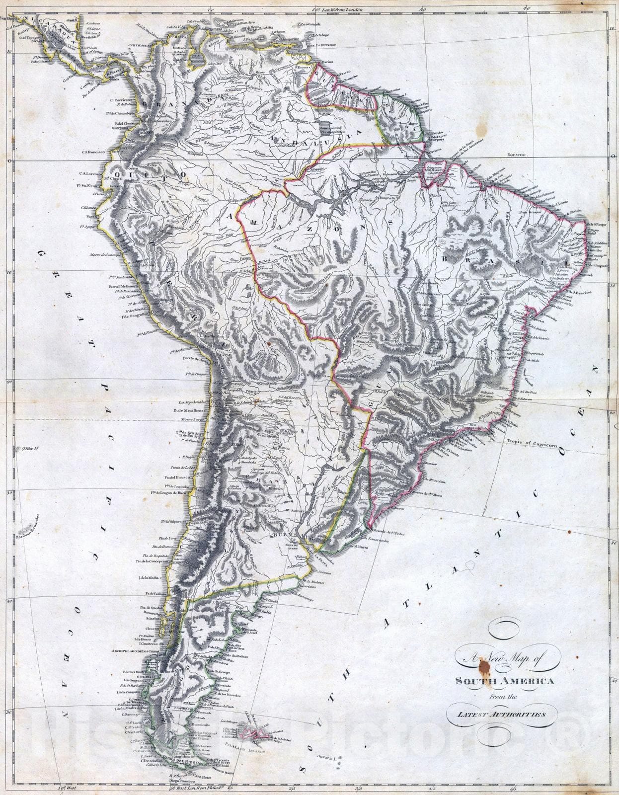 Historic Map : 1814 Map of South America. - Vintage Wall Art