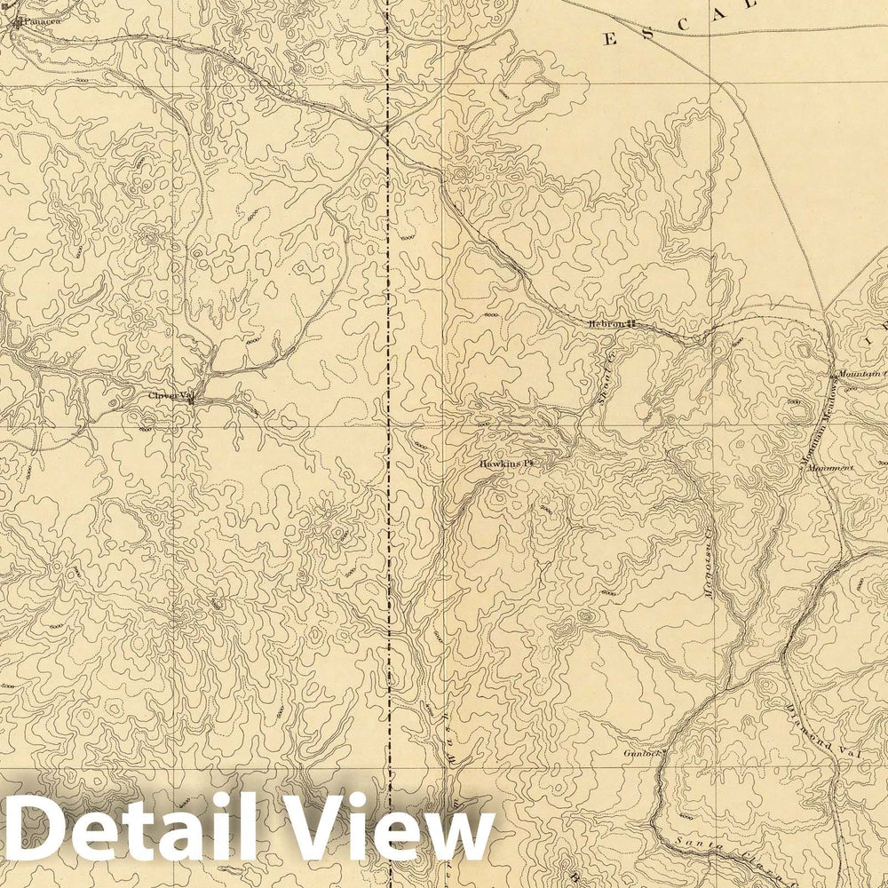 Historic Map : Geologic Atlas - 1882 Geologic Map Showing The South-Western Portion Of The Mesozoic Terraces. - Vintage Wall Art