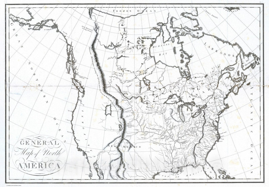 Historic Map : National Atlas - 1796 General Map of North America. - Vintage Wall Art