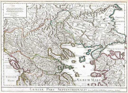 Historic Map : Greece; Macedonia, Balkan Peninsula 1708 Graeciae pars Septentrionalis. , Vintage Wall Art